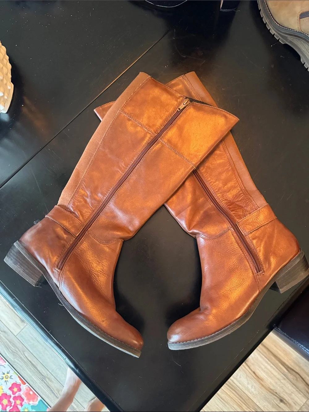 Aldo Tall Cognac Brown Leather Knee-High Riding Boots size 6.5